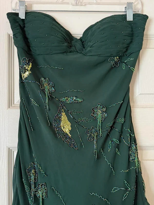 amakanas-Dark green chiffon short/long ruffled homecoming dress prom dress formal evening dress gh5137