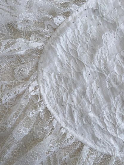 Vintage Gorgeous White Irregular Strap Pearl Lace Prom Dress Evening Dress Bridesmaid Dress P4058