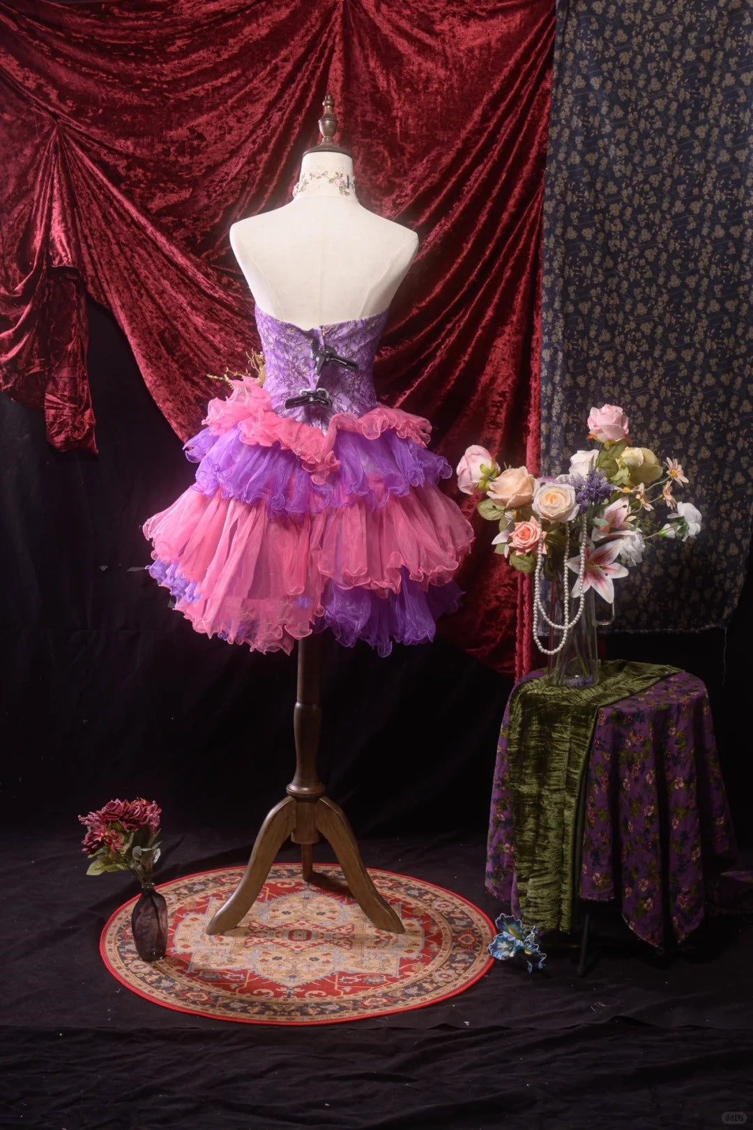 Purple Pink Sweet Lace Homecoming Dress Vintage Prom Dress Birthday Dress gh4541