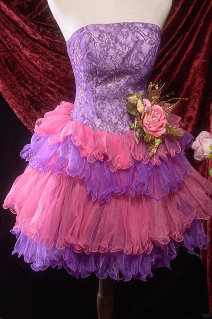 Purple Pink Sweet Lace Homecoming Dress Vintage Prom Dress Birthday Dress gh4541
