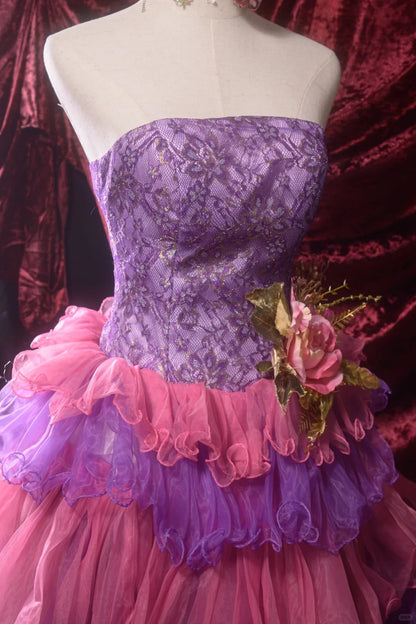 Purple Pink Sweet Lace Homecoming Dress Vintage Prom Dress Birthday Dress gh4541