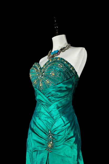 amakanas-Beaded dress, green dress, formal evening gown, long dress gh6141
