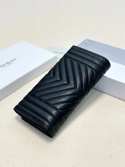 YSL Trend Ladies Wallet Leather Black 19x10cm