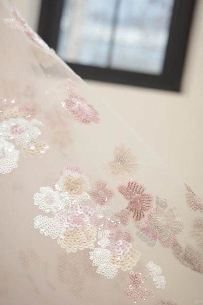 amakanas-Pink floral fashion long tulle sequin homecoming dress birthday dress Prom dress evening dress gh5071