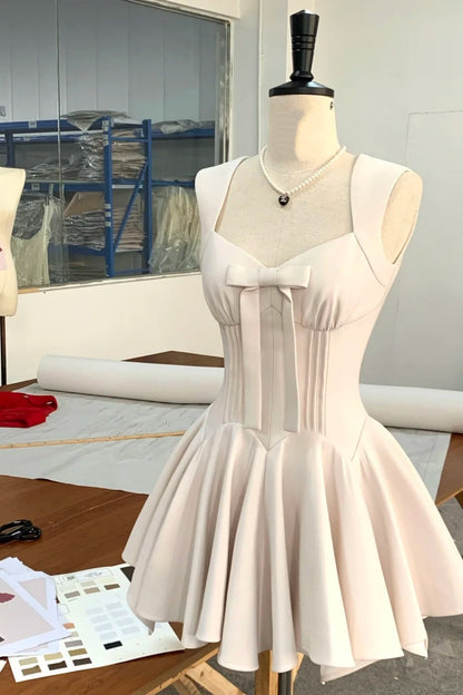 amakanas-White simple homecoming dress satin gh5740