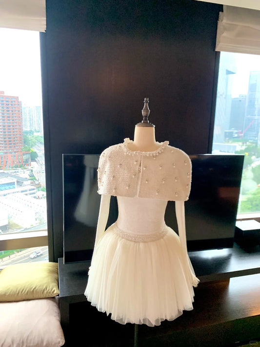 amakanas-White short chiffon princess homecoming dress birthday party dress eighth grade dress French little princess ballet skirt gh5296