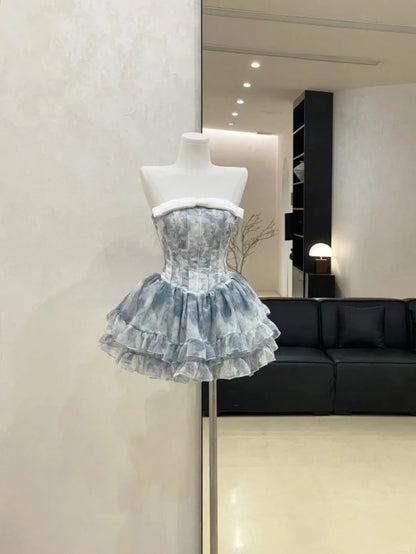 Blue Homecoming Dress Short Chiffon Ball Gown Evening Gown Birthday Gown gh4526