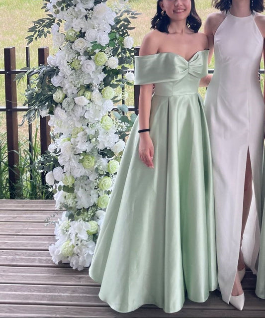 amakanas-Green Elegant Long Satin Ball Gown gh5958