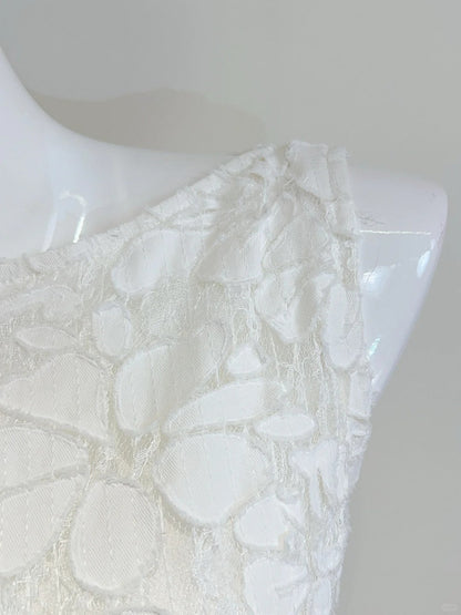 Elegant White A-line Round Neck Lace Pattern Prom Dress Evening Dress Bridesmaid Dress P4065