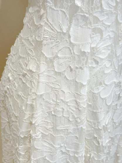 Elegant White A-line Round Neck Lace Pattern Prom Dress Evening Dress Bridesmaid Dress P4065