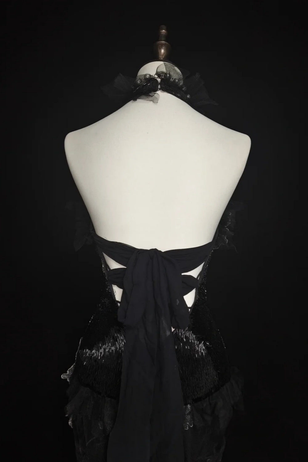 amakanas-Evening dress Black mermaid-inspired floral gown, uniquely elegant dark mermaid long tulle ball gown/evening dress. gh6138