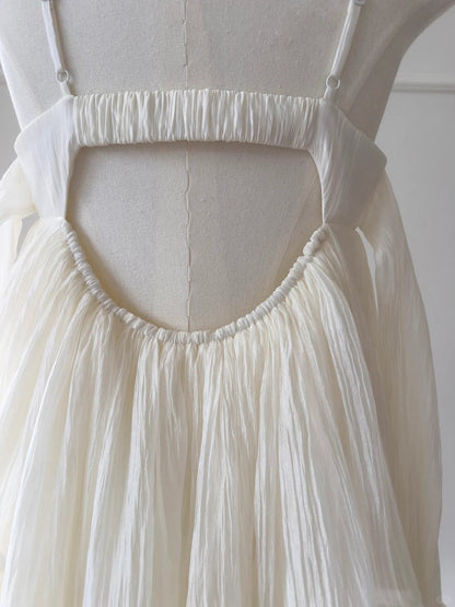 White Fantasy Short Chiffon Homecoming Dress Outdoor Holiday Party Dress gh4764