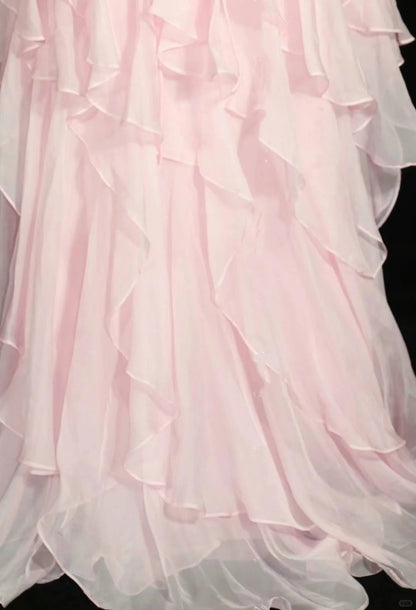 Pink ruffles rhinestones elegant beautiful long/short prom dress evening dress homecoming dress birthday party dress gh4723