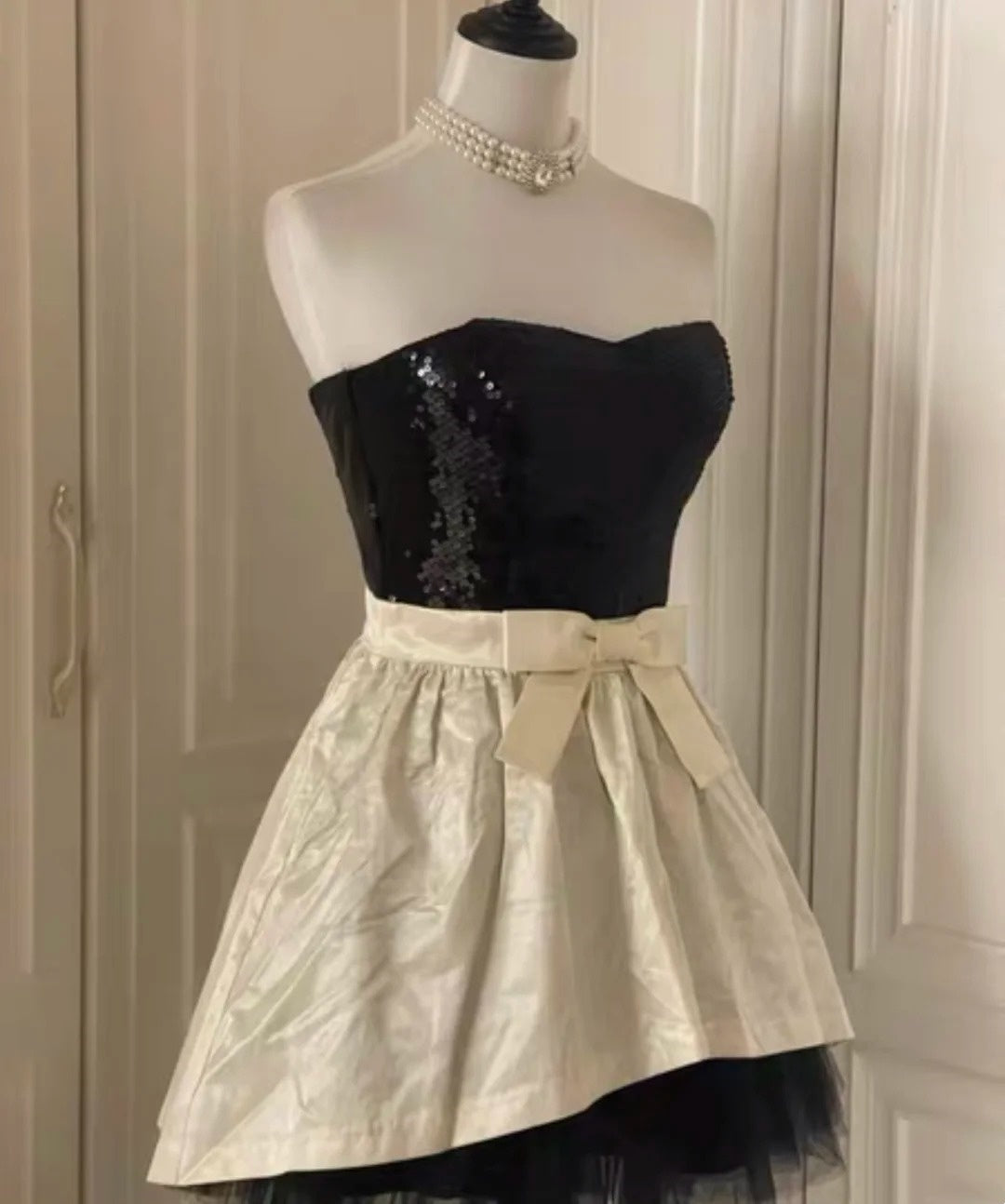 __hite Retro Shiny Elegant Princess Short Sequin Homecoming Dress Birthday Party Dress~__ gh4268