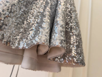 Silver shiny niche vintage dress short sequin homecoming dress birthday cocktail party dress gh4306