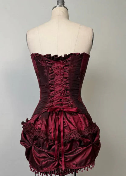 amakanas-Vintage Burgundy corset homecoming dresses tight hoco dresses gh5808