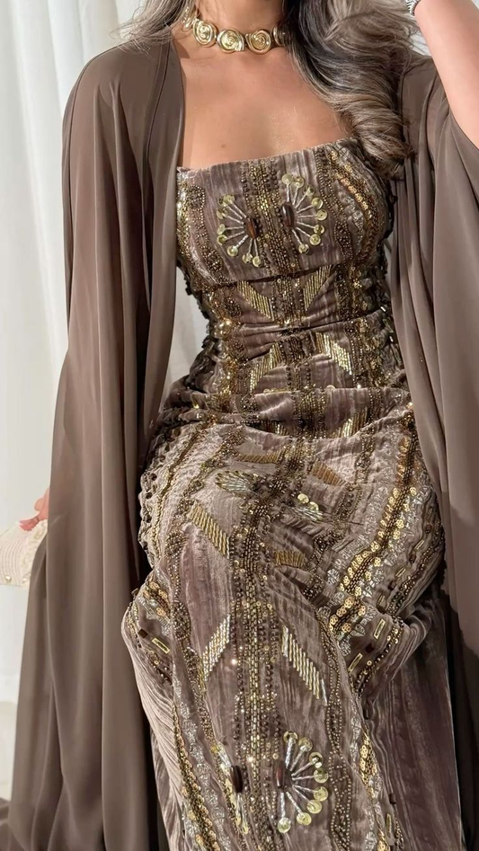 Vintage Sequin Prom Dress Retro Evening Dress Graduation Dress cg26156