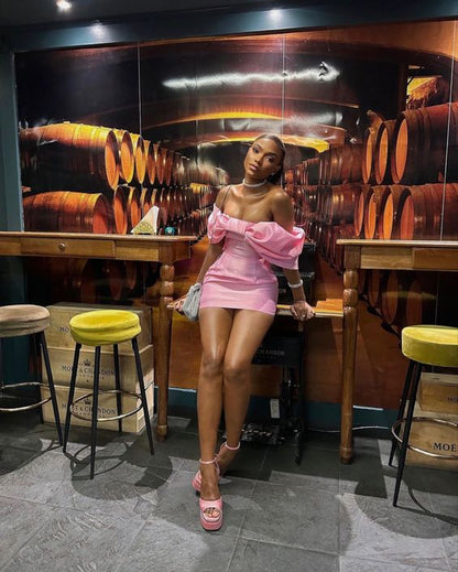 Pink Short Prom Dress Tight Bodycon Dresses