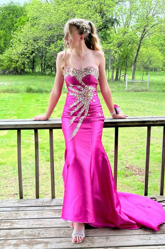 amakanas-Formal Dress With Delicate Pink Beads gh6117