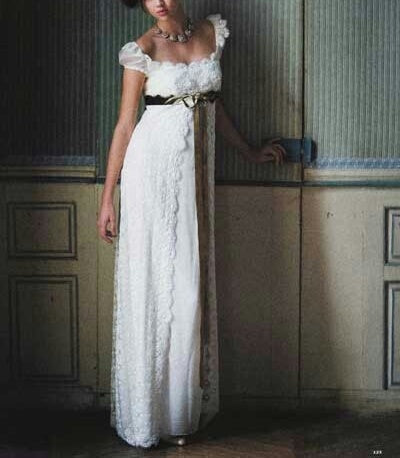 White vintage elegant fashion exquisite lace green ribbon long satin floor length small tail prom dress evening dress party dress prom dress wedding dress wedding guest dress bridesmaid dress gh3789