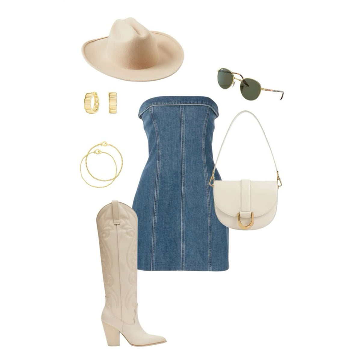 Ivory Pointed Toe Embroidered Knee-high Block Heel Cowgirl Boots