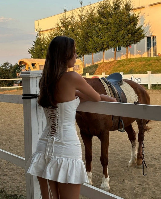 amakanas-White Short Satin Homecoming Dress Birthday Dress gh5281