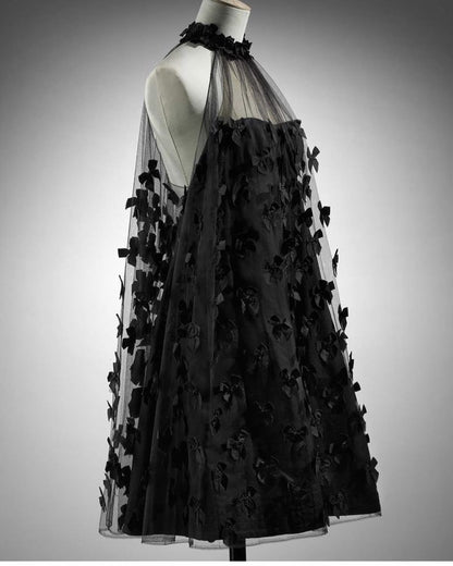 amakanas--Black Exquisite Butterfly Short Tulle Beautiful Suspender Homecoming Dress gh5692