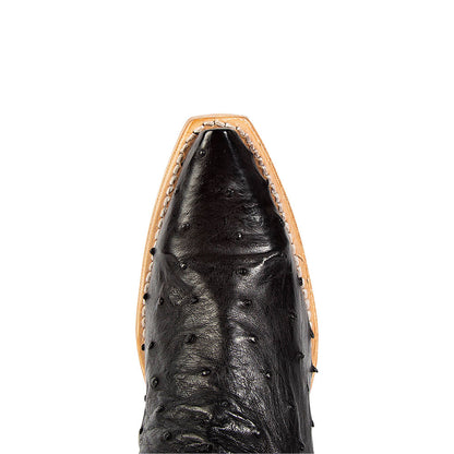 Black & White Pointed Toe Chunky Heel Embroidered Western Boots