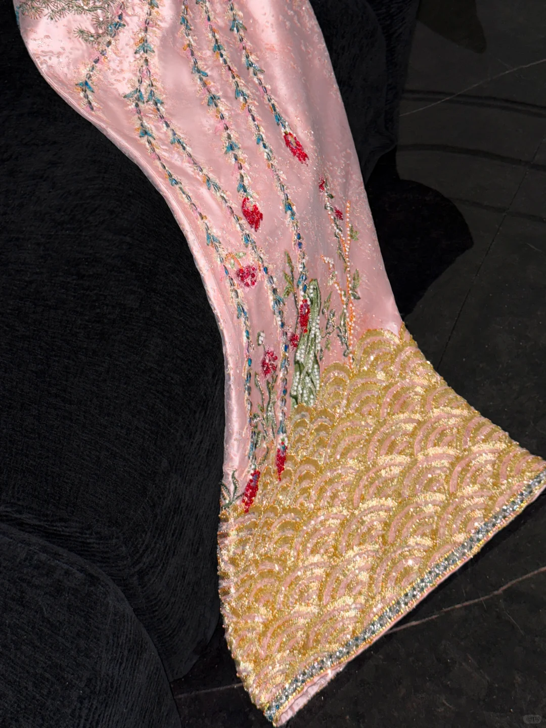 Sparkling Pink Beaded Sequined Design Elegant Mermaid Prom Dress Evening Dress TP4213