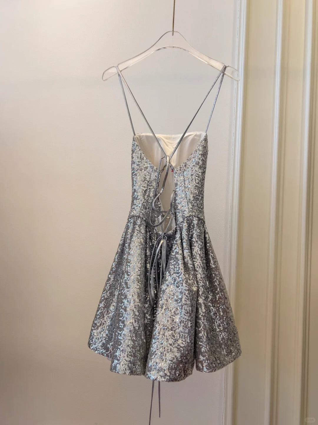 Silver shiny niche vintage dress short sequin homecoming dress birthday cocktail party dress gh4306