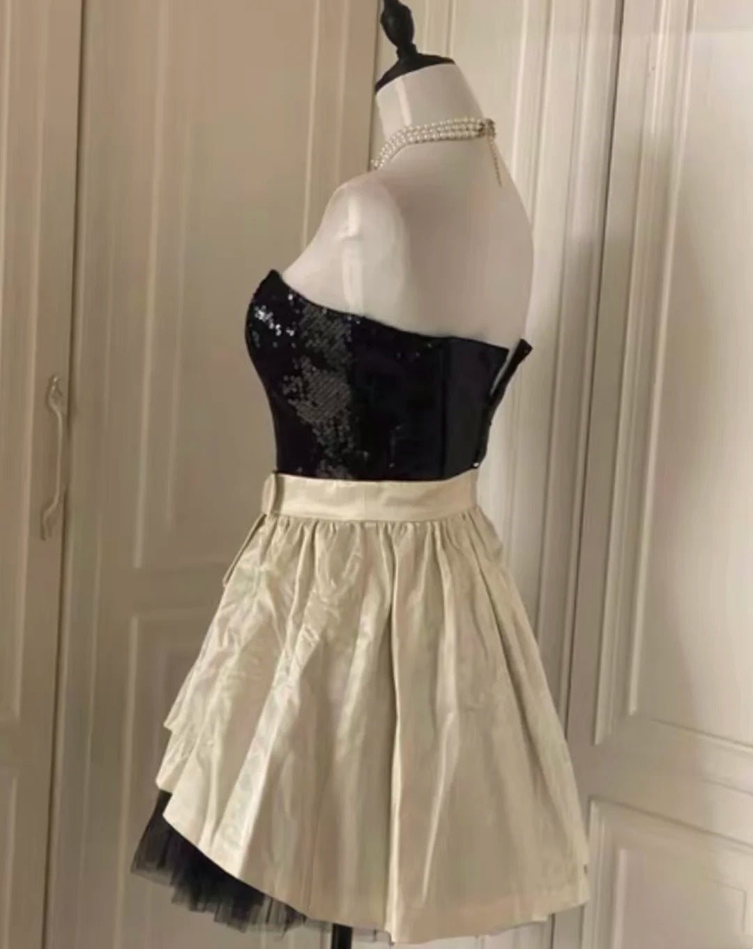 __hite Retro Shiny Elegant Princess Short Sequin Homecoming Dress Birthday Party Dress~__ gh4268