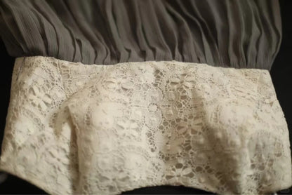 Gray Lace Vintage Homecoming Dress Short Chiffon Face Ball Gown gh4497