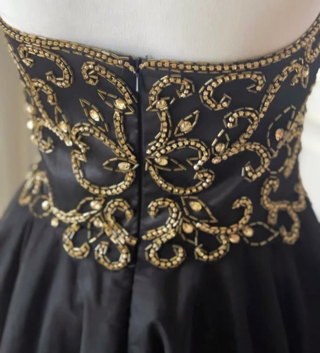 Black Gold Beaded Short Tulle Homecoming Dress Prom Dress Birthday Party Dress gh4848