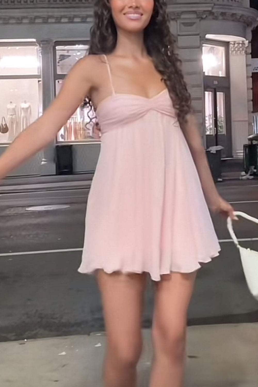 amakanas-Pink Spaghetti Strap Short Homecoming Dress Birthday Dress Casual gh5856