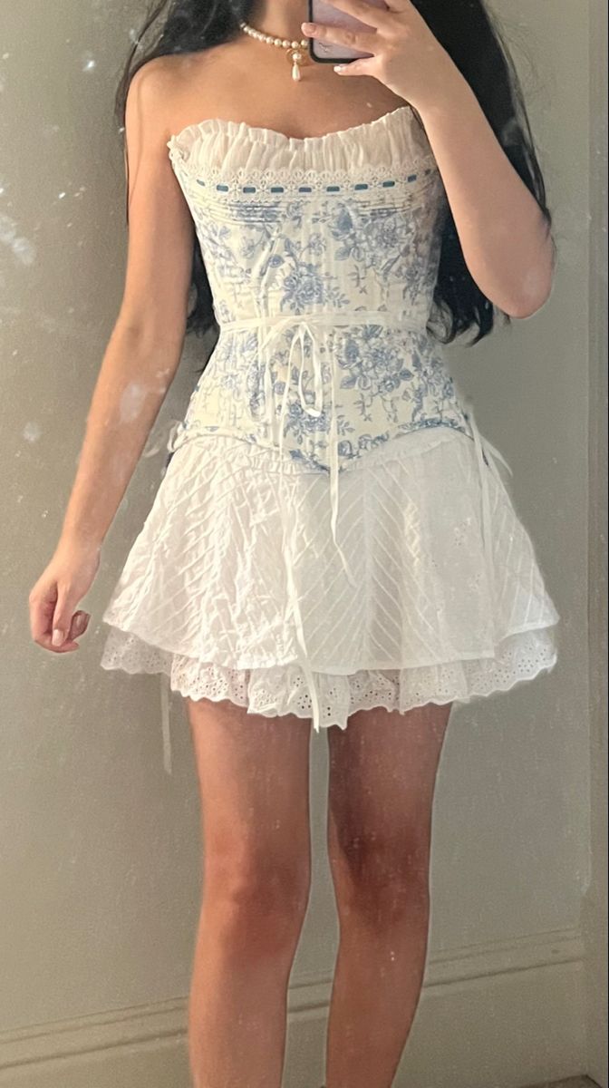 amakanas-- Blue floral elegant short chiffon homecoming dress for girls garden party dress blue and white porcelain gh5721