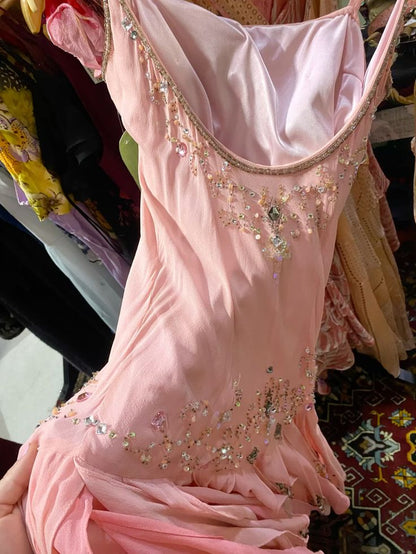 amakanas-Pink Beaded Sparkling Short Chiffon Homecoming Dress Birthday Party Dressgh5134