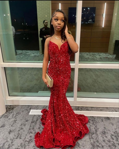 Sparkly Mermaid Sequin 8th Grade Prom Dresses Long