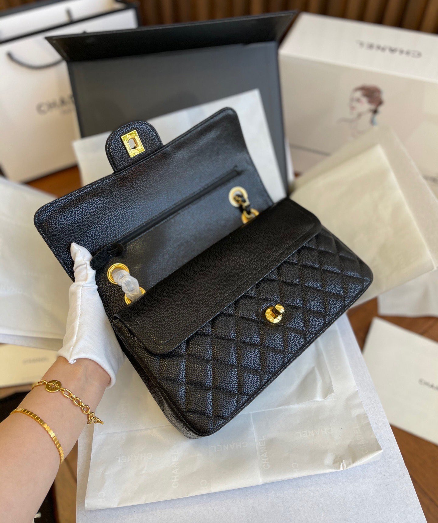 CHANEL CLASSIC FLAP QUILTED BLACK  BAG PURSE