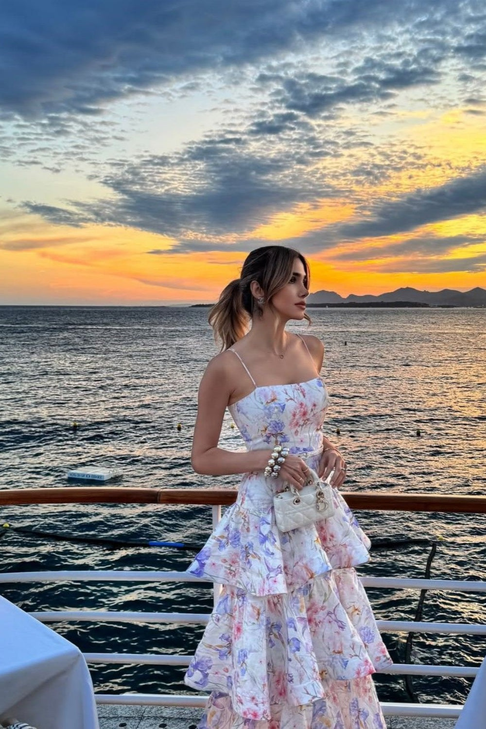 amakanas-Floral layered ruffled long chiffon dress gh6150