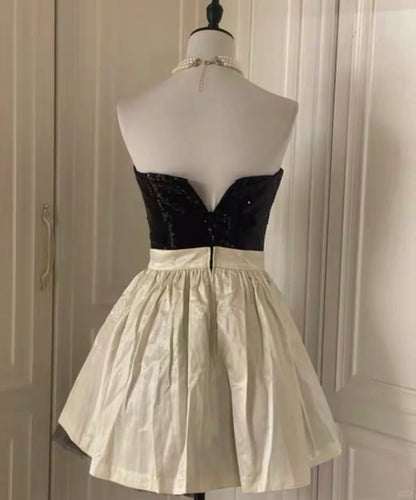 __hite Retro Shiny Elegant Princess Short Sequin Homecoming Dress Birthday Party Dress~__ gh4268