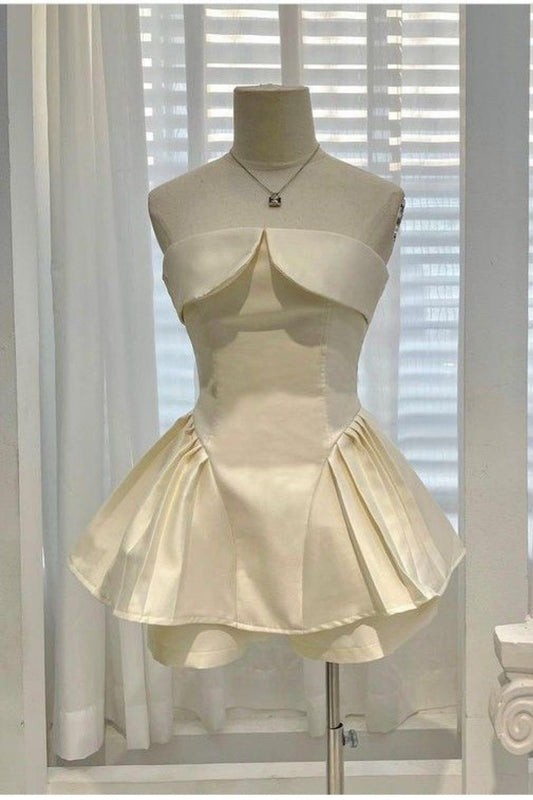 amakanas-Beige short homecoming dress birthday party dress gh5397