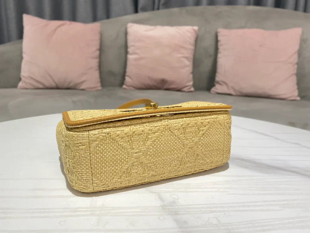 Dior Small Dior Caro Bag Natural Macrocannage Raffia 20x12x7 cm