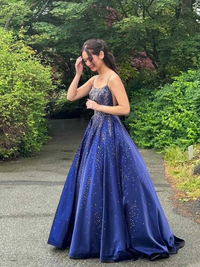 Luxurious Satin Beaded Long Prom Dress Evening Dress SH920