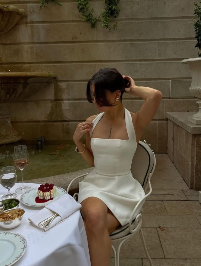 Cute A Line Halter White Satin Short Homecoming Dress Birthday Dress SH2250