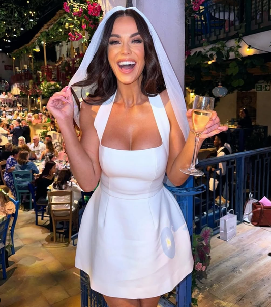 Cute A Line Halter White Satin Short Homecoming Dress Birthday Dress SH2250