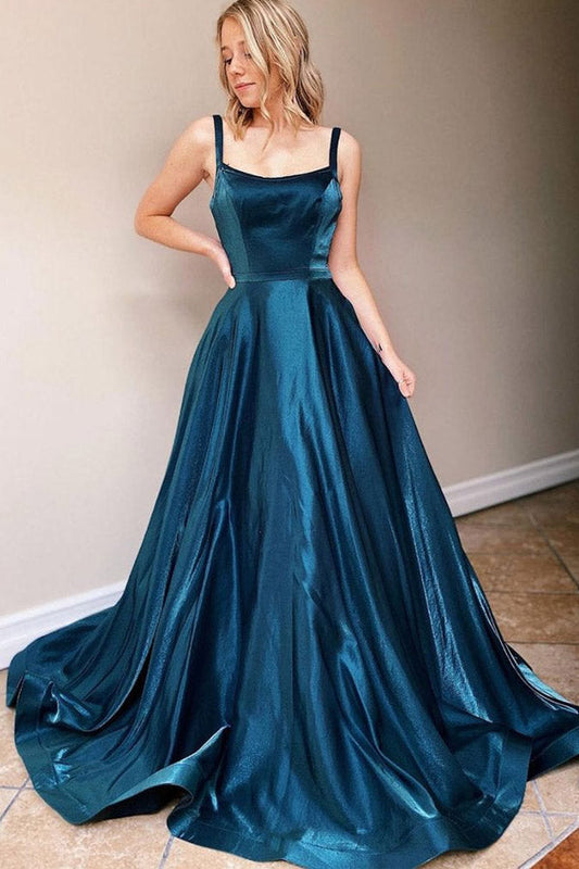 Backless Satin Long Prom Dress Simple Evening Dress,WP335
