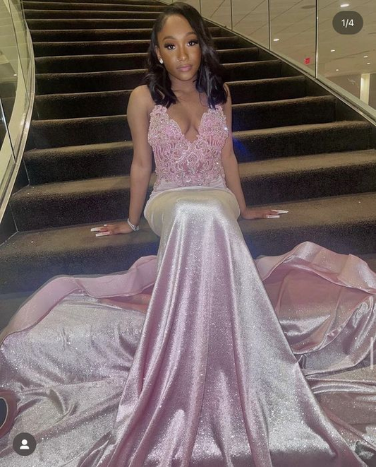 Sexy Mermaid Party Dress Pink Prom Evening Dress  SH1267