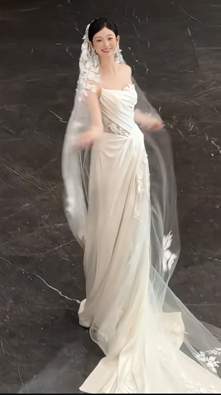 Chic A Line One Shoulder Satin With White Tulle Applique Long Prom Dress,Wedding Dress,Evening Dress GG1135