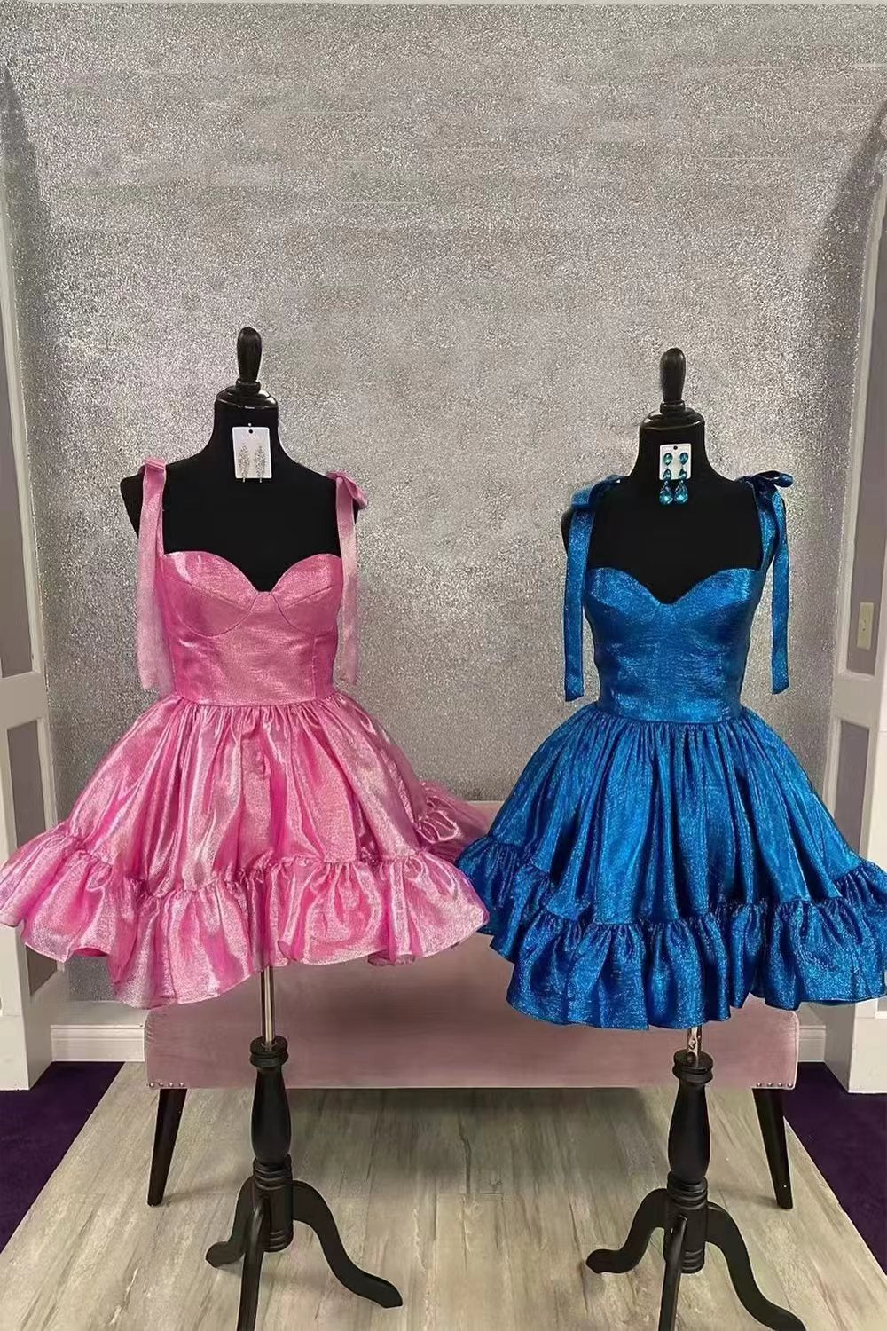 Charming A-Line Organza Mini Dress with Ribbon Straps Barbie Inspired Homecoming Dress