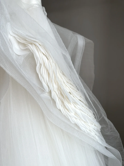 Ethereal Wedding Dress Ball Gown Sweetheart Tulle White Sleeveless Long Simple Wedding Dresses Bridal Gowns DH2052